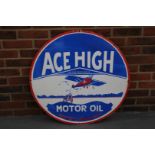 Enamel High Ace Motor Oil Circular Sign