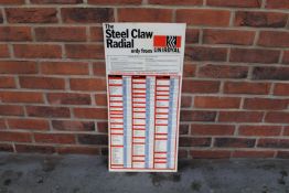 Plastic Uniroyal The Steel Claw Radial Tyre Pressure Sign