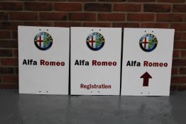 Three Plastic Alfa Romeo Showroom Signs