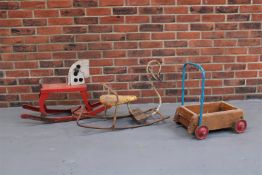 Two Vintage MOBO Childs Rocking Horse's & Tri-Ang Block Truck