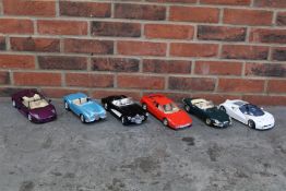 Four Burago & Two Maisto 1/18 Scale Model Cars