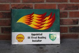 Enamel Shell & BP Oil Fired Heating Installer Flange Sign