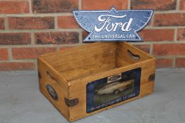 Cast Iron Ford Sign & Modern Ford Zephyr Crate