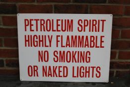 Aluminium Petroleum Spirit Highly Flammable Warning Sign