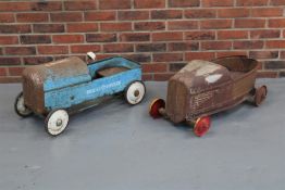 Two Vintage Tin Plate Pedal Cars