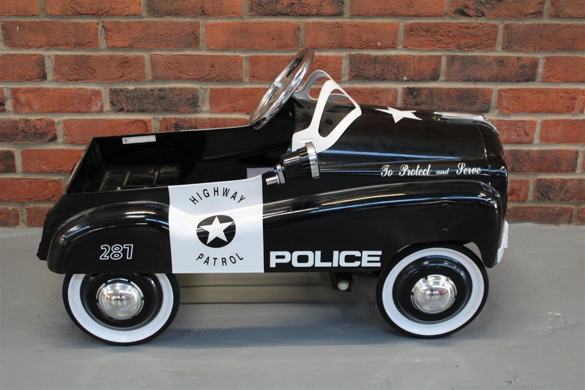 Tin Plate Police Highway Patrol Childs Pedal Car - Image 5 of 5