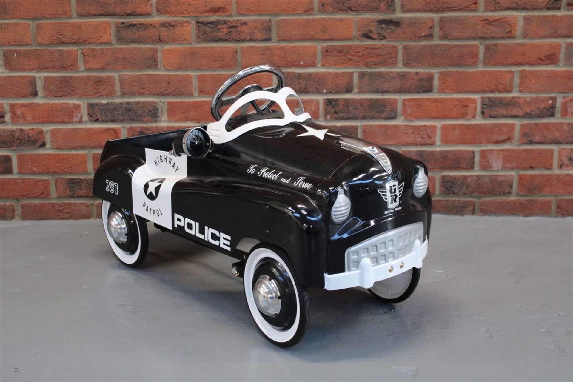 Tin Plate Police Highway Patrol Childs Pedal Car
