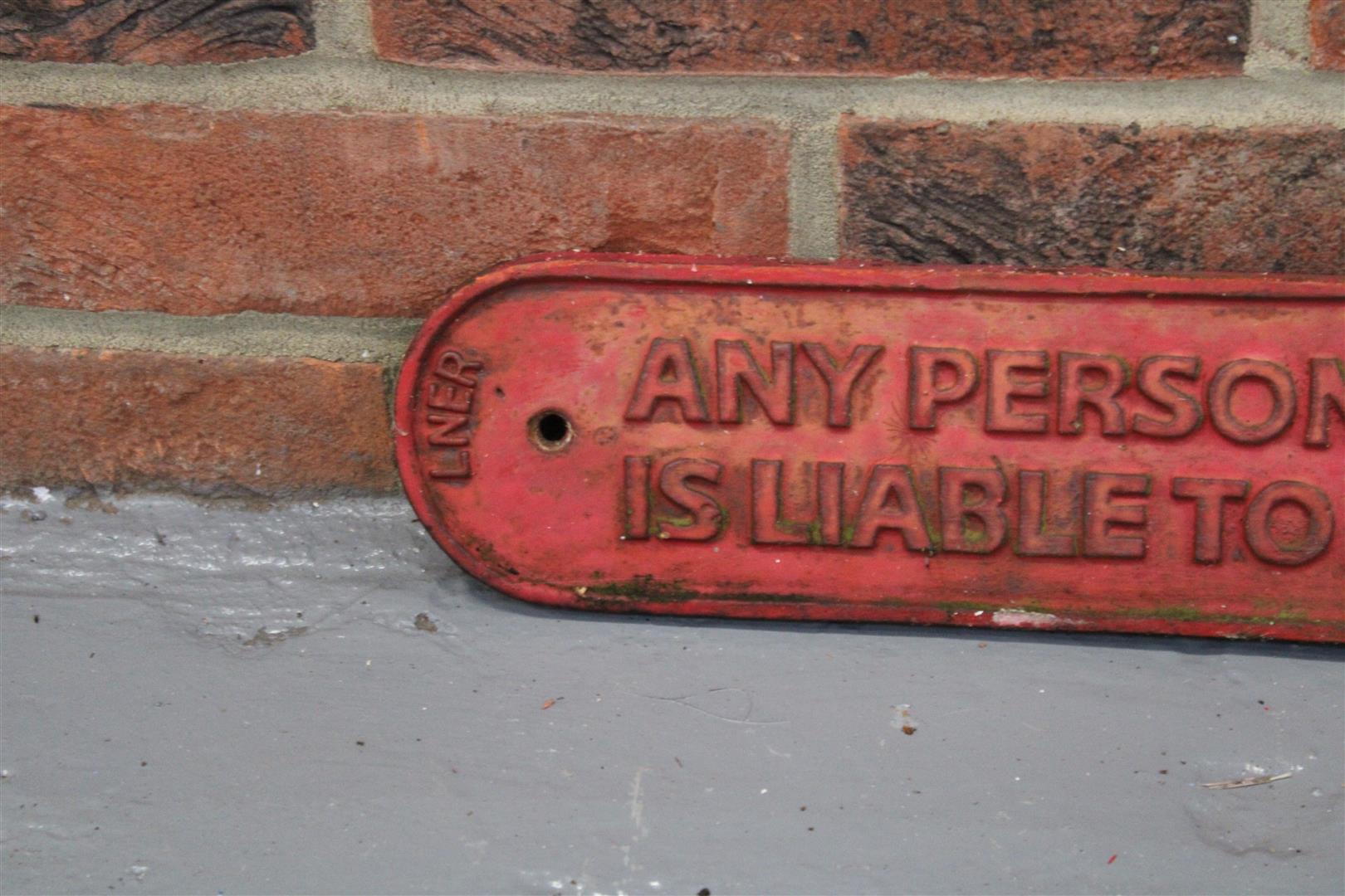 Cast Iron LNER Gate Warning Sign - Image 2 of 3