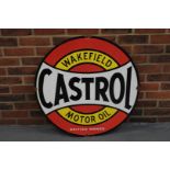 Enamel Castrol Wakefield Motor Oil Circular Sign