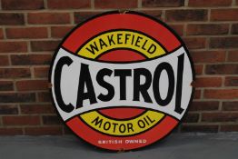 Enamel Castrol Wakefield Motor Oil Circular Sign