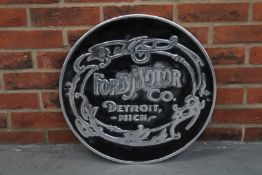 Cast Aluminium Ford Motor Co, Detroit Circular Sign