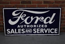 Enamel Ford Authorized Sale & Service Sign