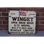 Original Enamel Winget" Open Drum Mixer Sign"