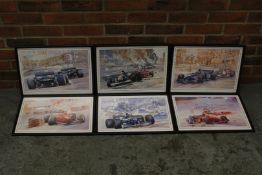 Six Framed F1 Prints By Craig Warwick
