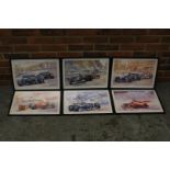 Six Framed F1 Prints By Craig Warwick