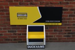 Metal Duckhams Oil Display & Duckhams Plastic Sign