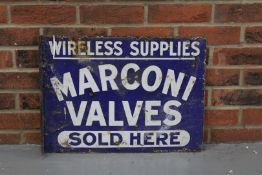 Original Enamel Marconi Valves Sold Here Sign