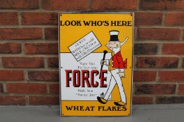 Enamel Look Who's Here Wheat Flakes" Sign "