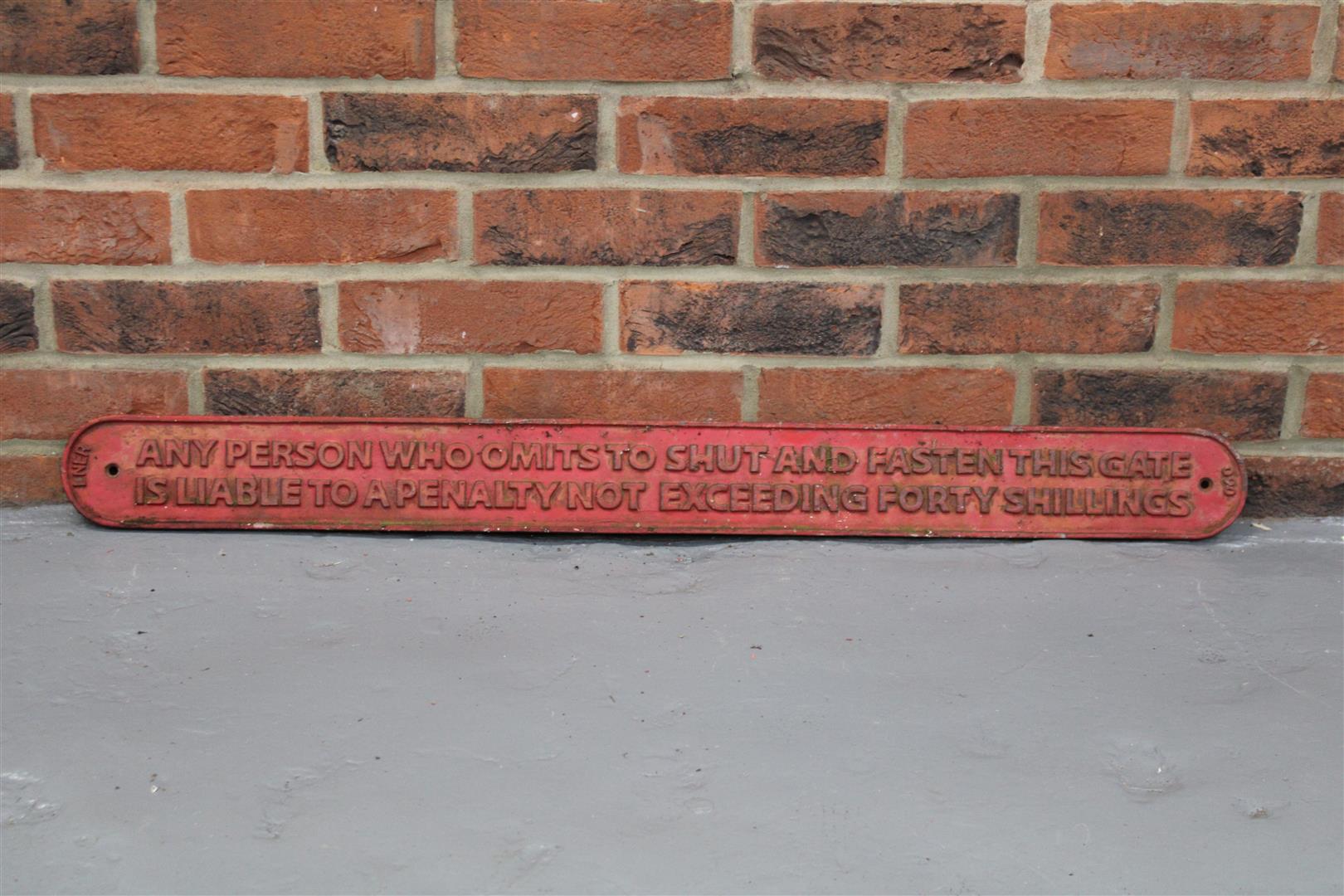 Cast Iron LNER Gate Warning Sign