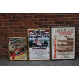 Three Framed Racing Posters