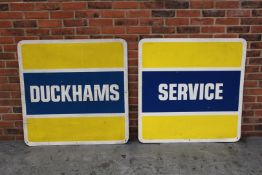 Two Aluminium Duckhams & Service Signs