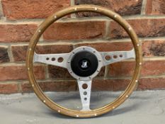 Wood Rimmed Moto-Lita Steering Wheel With Triumph Boss