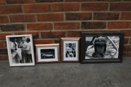 Four Framed & Signed Photographs Of British Racing Drivers