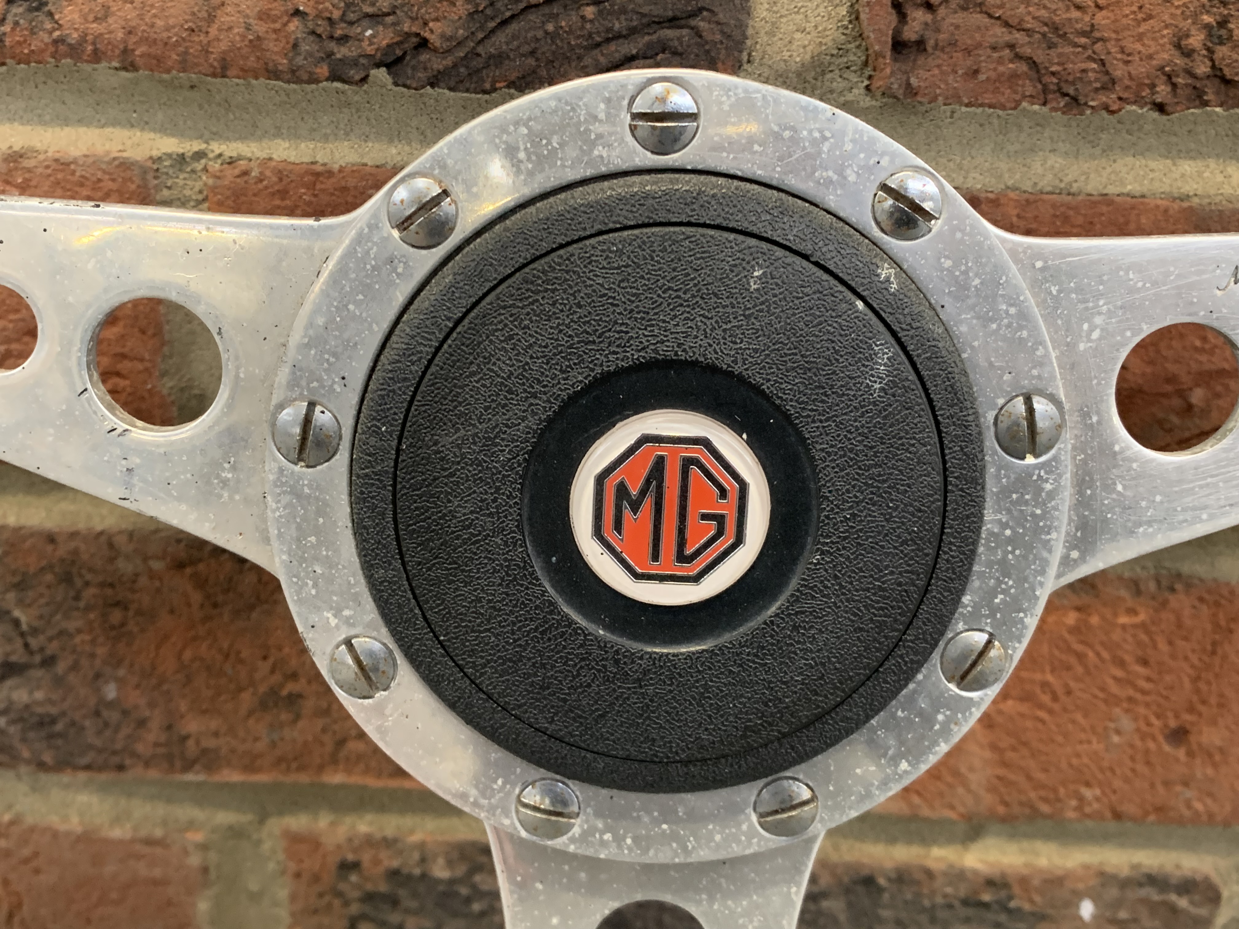 Moto-Lita Wood Rimmed Steering Wheel with MG Boss - Image 3 of 5