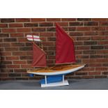 Vintage Painted Pond Yacht & Stand