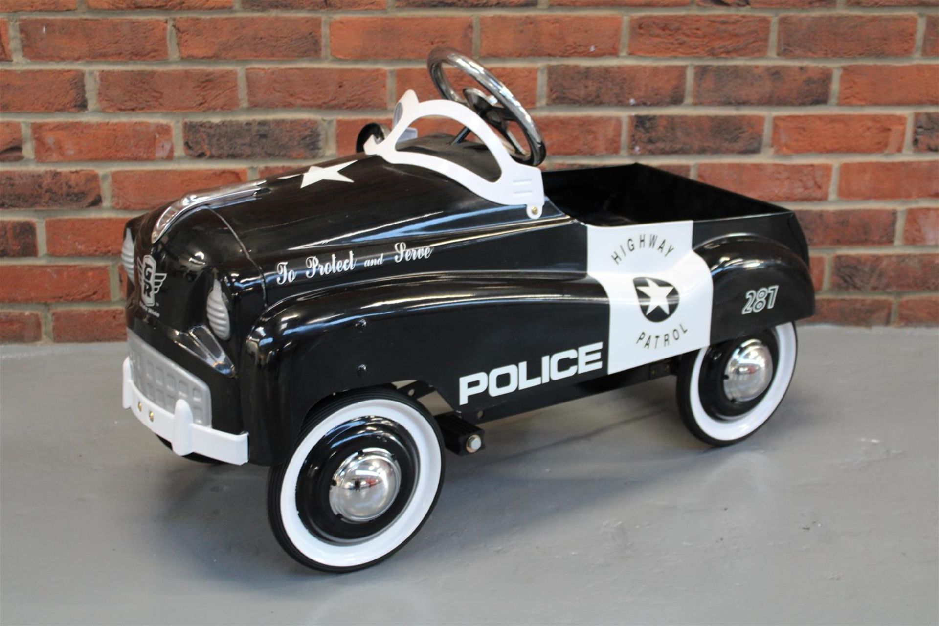 Tin Plate Police Highway Patrol Childs Pedal Car - Image 2 of 5