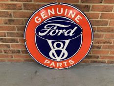 Circular Enamel Genuine Ford V8 Parts" Sign"