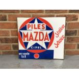 Enamel Flanged Mazda Piles Sign