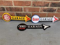Three Cast Iron Garage Signs, Esso Shell & Audi