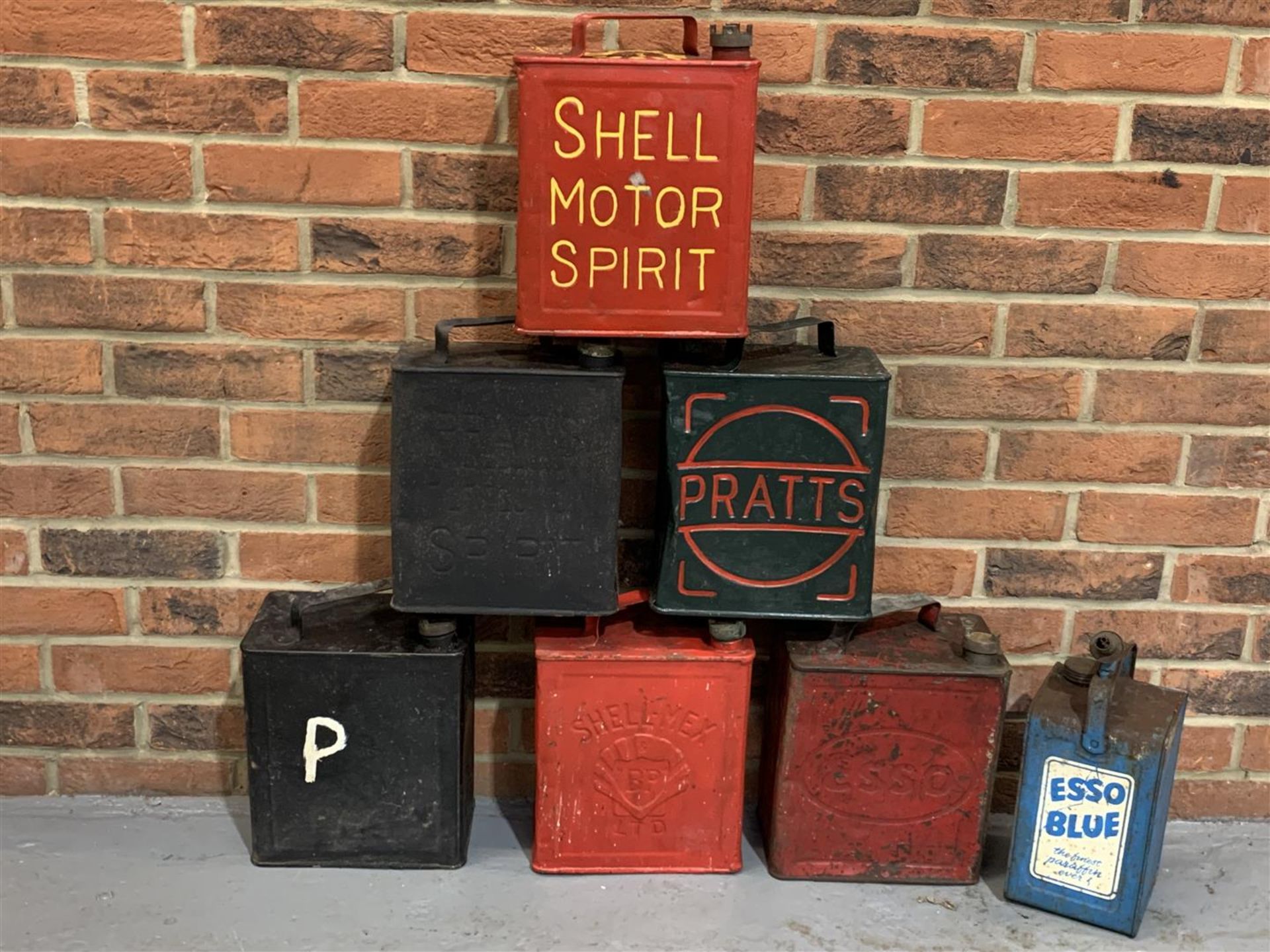 Six Vintage Fuel Cans & Esso Paraffin Can (7)