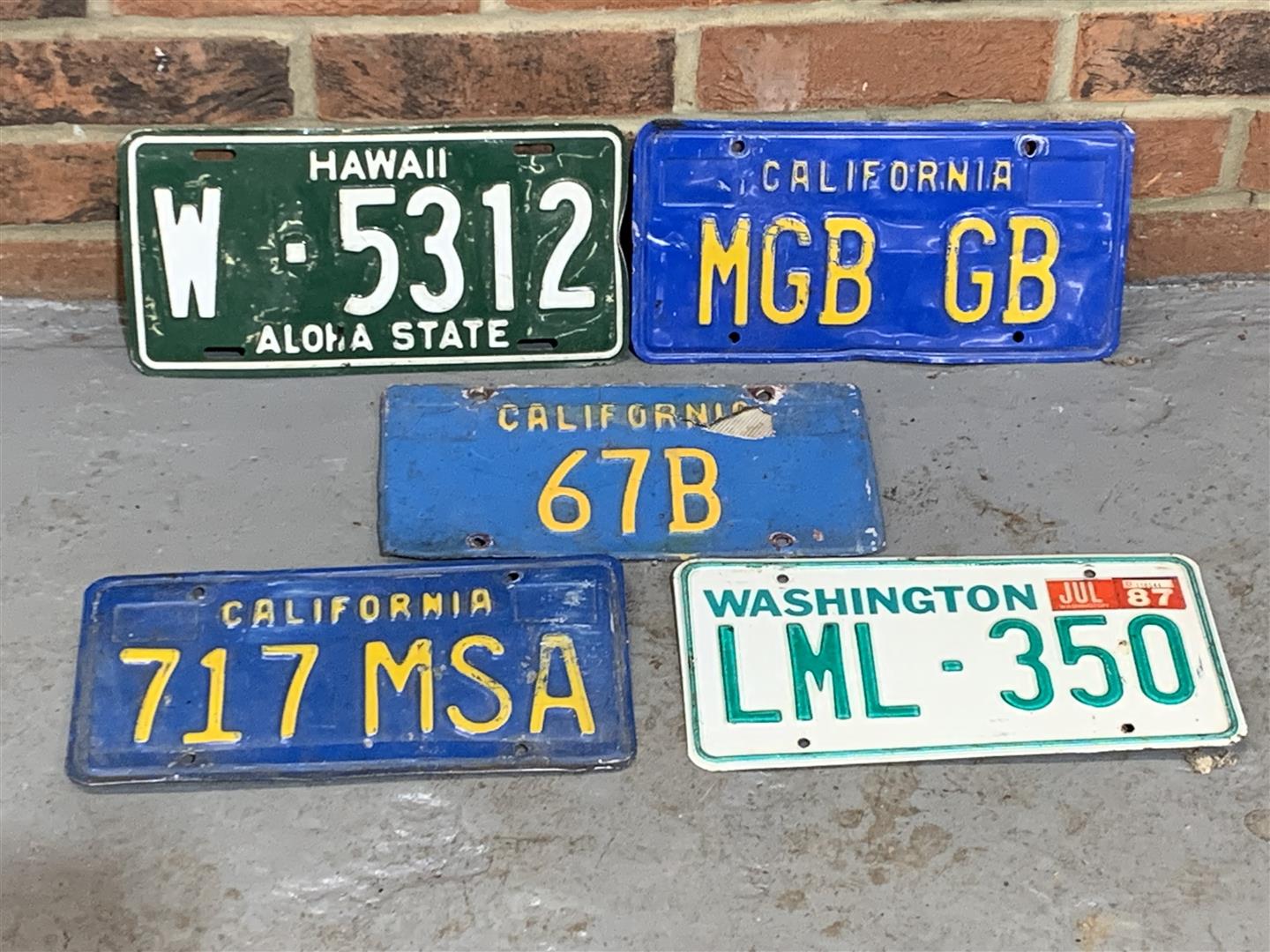 Five American Number Plates