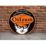 Circular Enamel Oilzum Motor Oils Sign