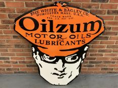 Large Enamel Oilzum Motor Oils & Lubricants" Sign"