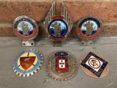 Six Vintage Enamel Car Badges