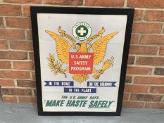 Framed US Army Safety Poster WW2