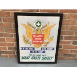 Framed US Army Safety Poster WW2