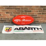 Oval Plastic Alfa Romeo Sign & Abarth Banner (2)