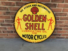 Circular Enamel Golden Shell Motorcycles" Sign"