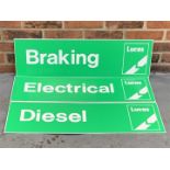 Three Plastic Lucas Breaking, Electrical & Diesel Signs (3)