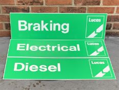 Three Plastic Lucas Breaking, Electrical & Diesel Signs (3)