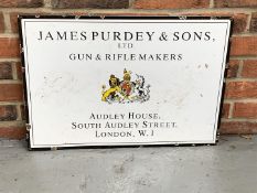 Enamel James Purdey & Sons Gun & Rifle Makers Sign