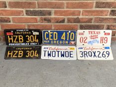 Six American Number Plates