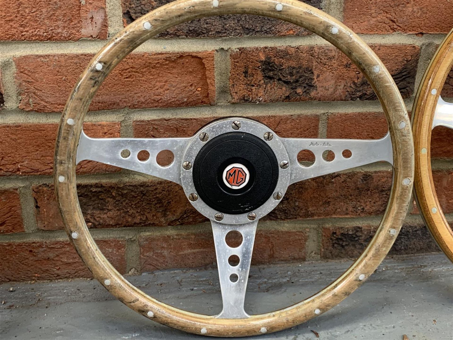 Six Wooden Classic Car Steering Wheels - Image 3 of 7