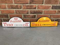 Two Cast Iron Plaques Esso & Shell Oil