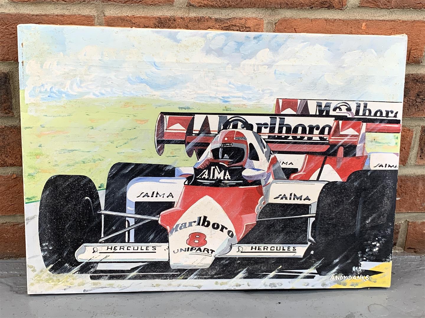 Unframed Oil On Canvas Niki Lauda By Andy Danks