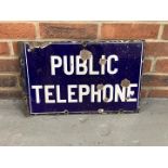 Enamel Public Telephone Sign